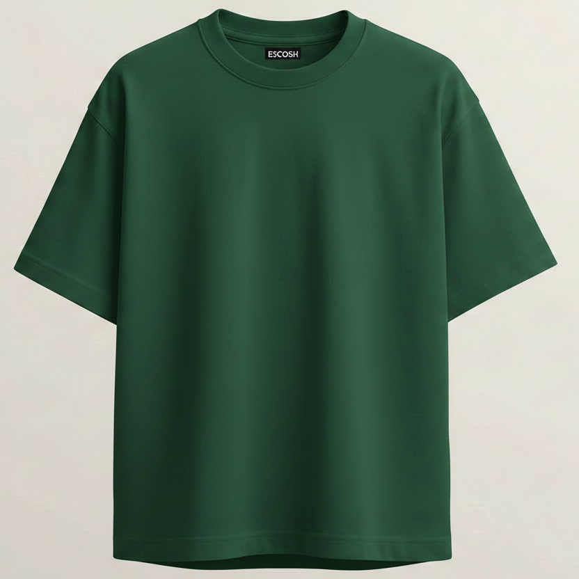 Chill Bro French Terry Oversized 5-Sleeve T-Shirt  - Bottle Green
