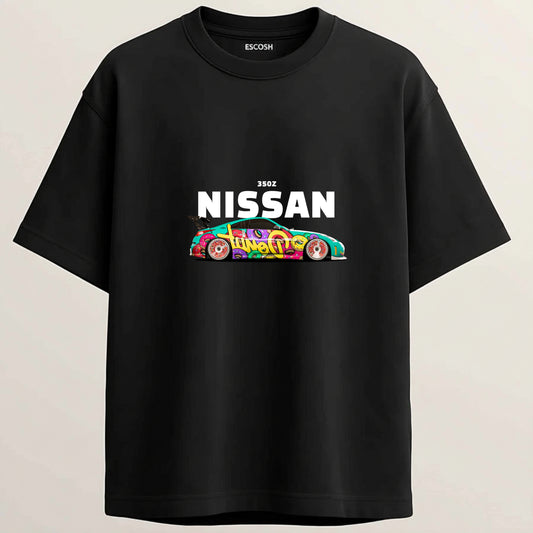 Z NISSAN French Terry Oversized 5-Sleeve T-Shirt - Midnight Black