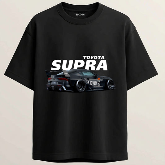 Toyota Supra Terry Oversized 5-Sleeve T-Shirt - Midnight Black