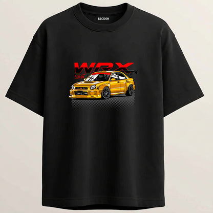 Subaru WRX French Terry Oversized 5-Sleeve T-Shirt  -  Midnight Black