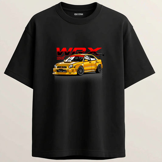 Subaru WRX French Terry Oversized 5-Sleeve T-Shirt  -  Midnight Black
