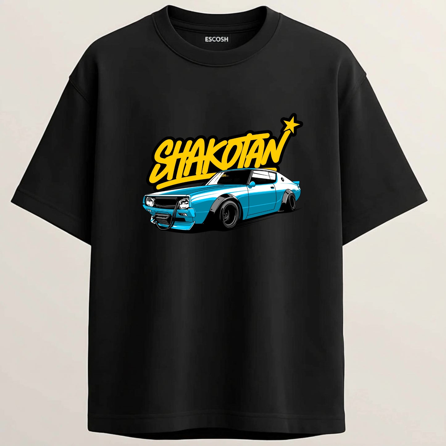Nissan C210 French Terry Oversized 5-Sleeve T-Shirt  - Midnight Black