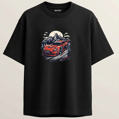 Chevrolet Corvette French Terry Oversized 5-Sleeve T-Shirt  - Midnight Black
