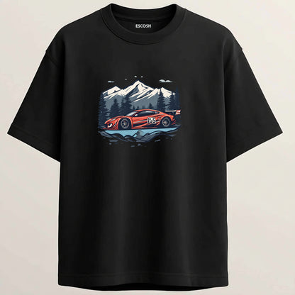 Mercedes-AMG GT French Terry Oversized 5-Sleeve T-Shirt  - Midnight Black