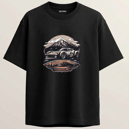 Shelby Cobra French Terry Oversized 5-Sleeve T-Shirt  - Midnight Black