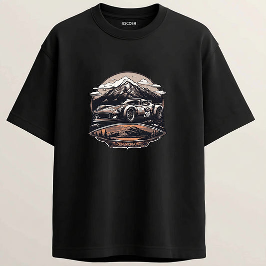 Shelby Cobra French Terry Oversized 5-Sleeve T-Shirt  - Midnight Black