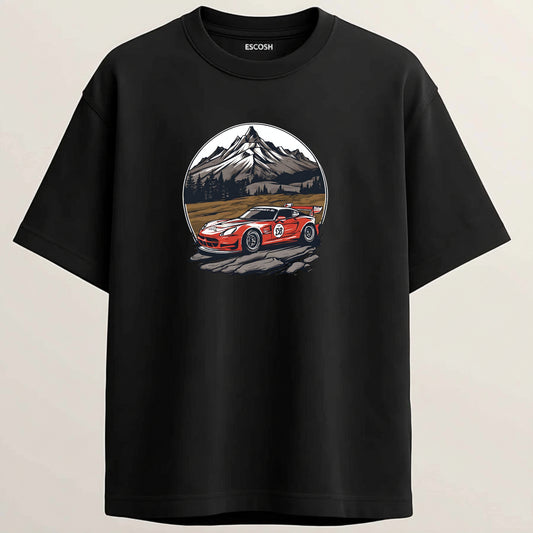 Exige S3 French Terry Oversized 5-Sleeve T-Shirt  - Midnight Black