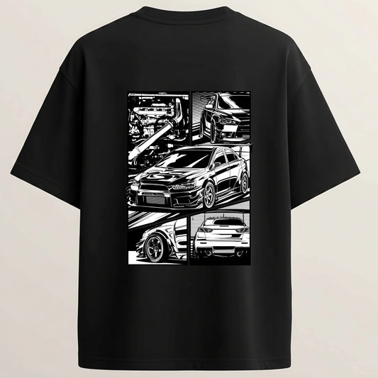 GTR French Terry Oversized 5-Sleeve T-Shirt - Midnight Black