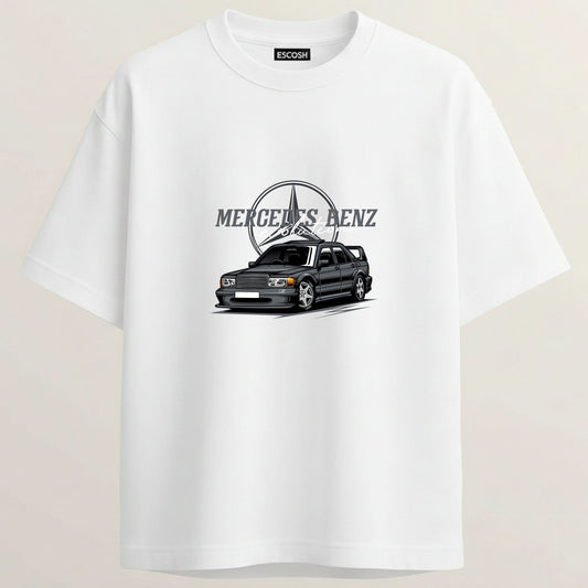 MERCEDES BENZ French Terry Oversized 5-Sleeve T-Shirt  - White