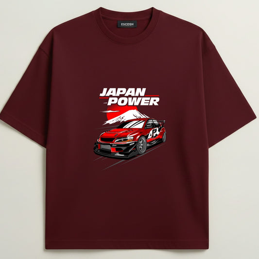 LANCER French Terry Oversized 5-Sleeve T-Shirt  - Royal Maroon
