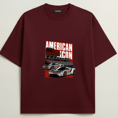 FOAD GT French Terry Oversized 5-Sleeve T-Shirt  -  Royal Maroon