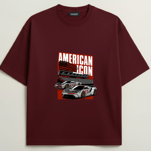 FOAD GT French Terry Oversized 5-Sleeve T-Shirt  -  Royal Maroon