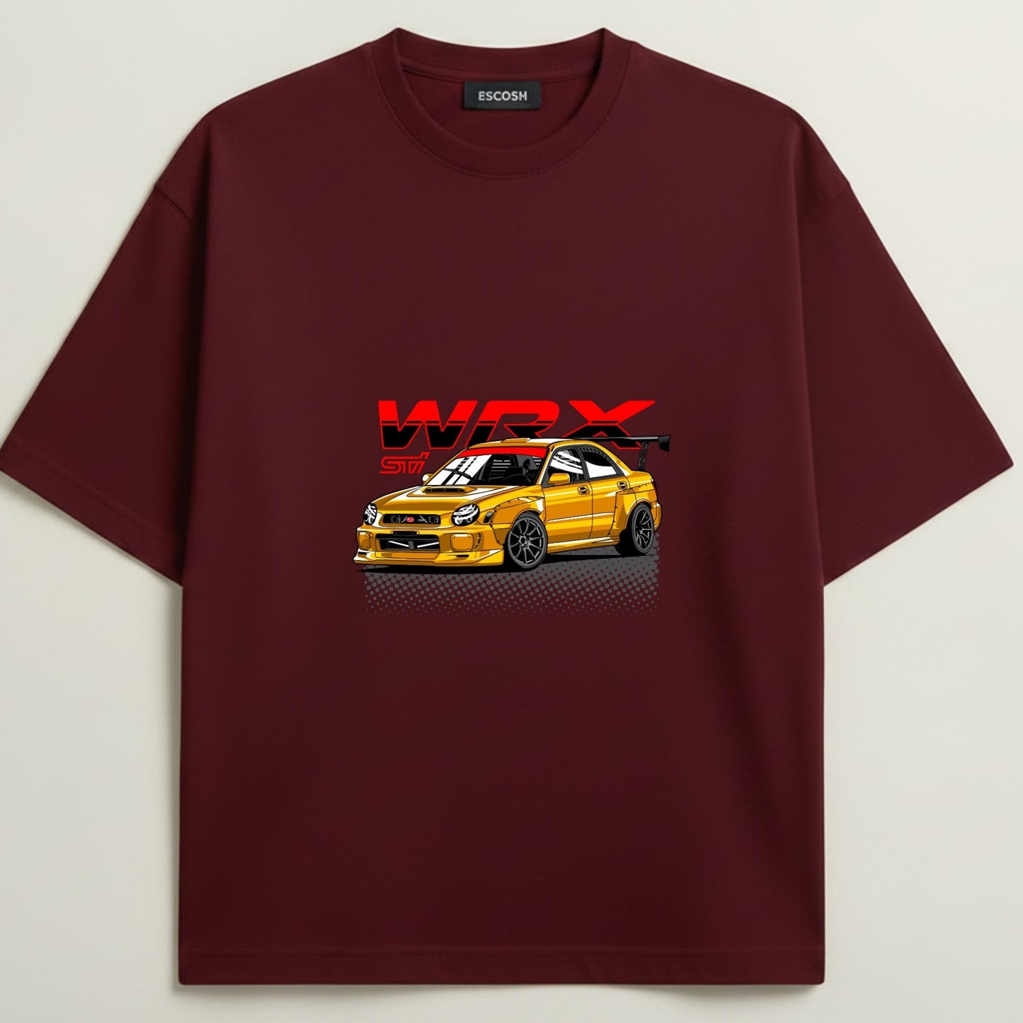 Subaru WRX French Terry Oversized 5-Sleeve T-Shirt  -  Royal Maroon
