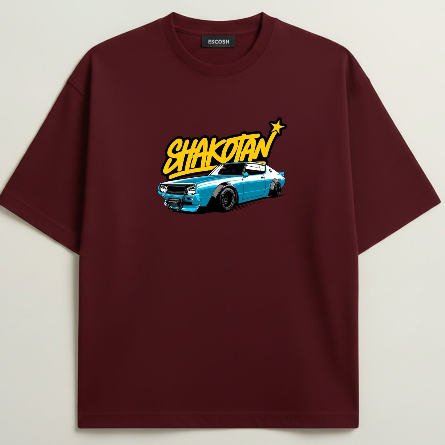 Nissan C210 French Terry Oversized 5-Sleeve T-Shirt  - Royal Maroon