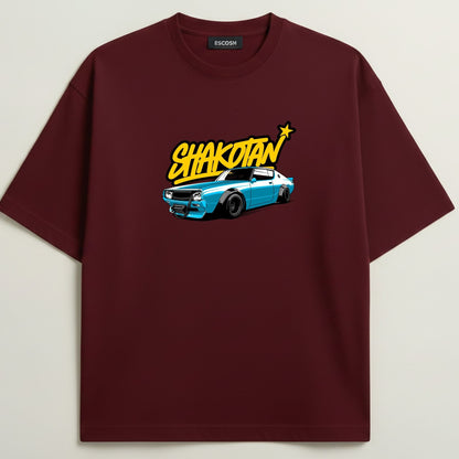 Nissan C210 French Terry Oversized 5-Sleeve T-Shirt  - Royal Maroon