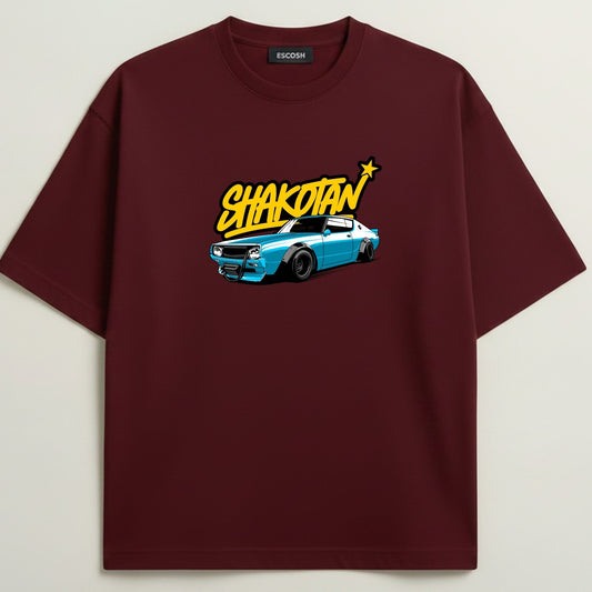 Nissan C210 French Terry Oversized 5-Sleeve T-Shirt  - Royal Maroon