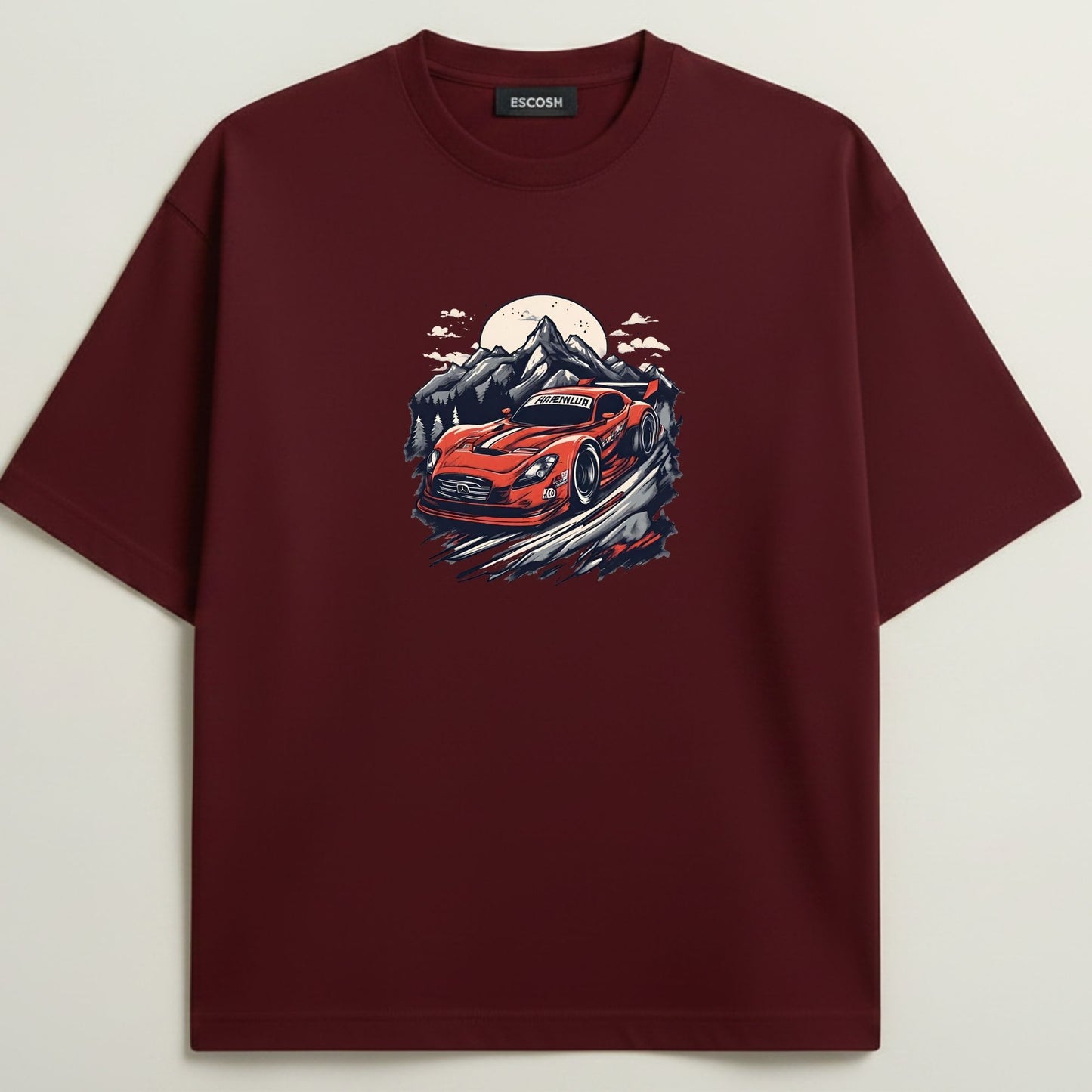 Chevrolet Corvette French Terry Oversized 5-Sleeve T-Shirt  - Royal Maroon