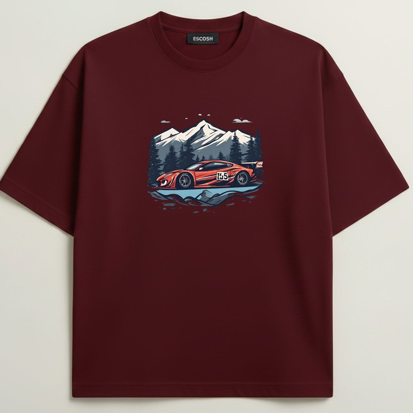Mercedes-AMG GT French Terry Oversized 5-Sleeve T-Shirt  - Royal Maroon