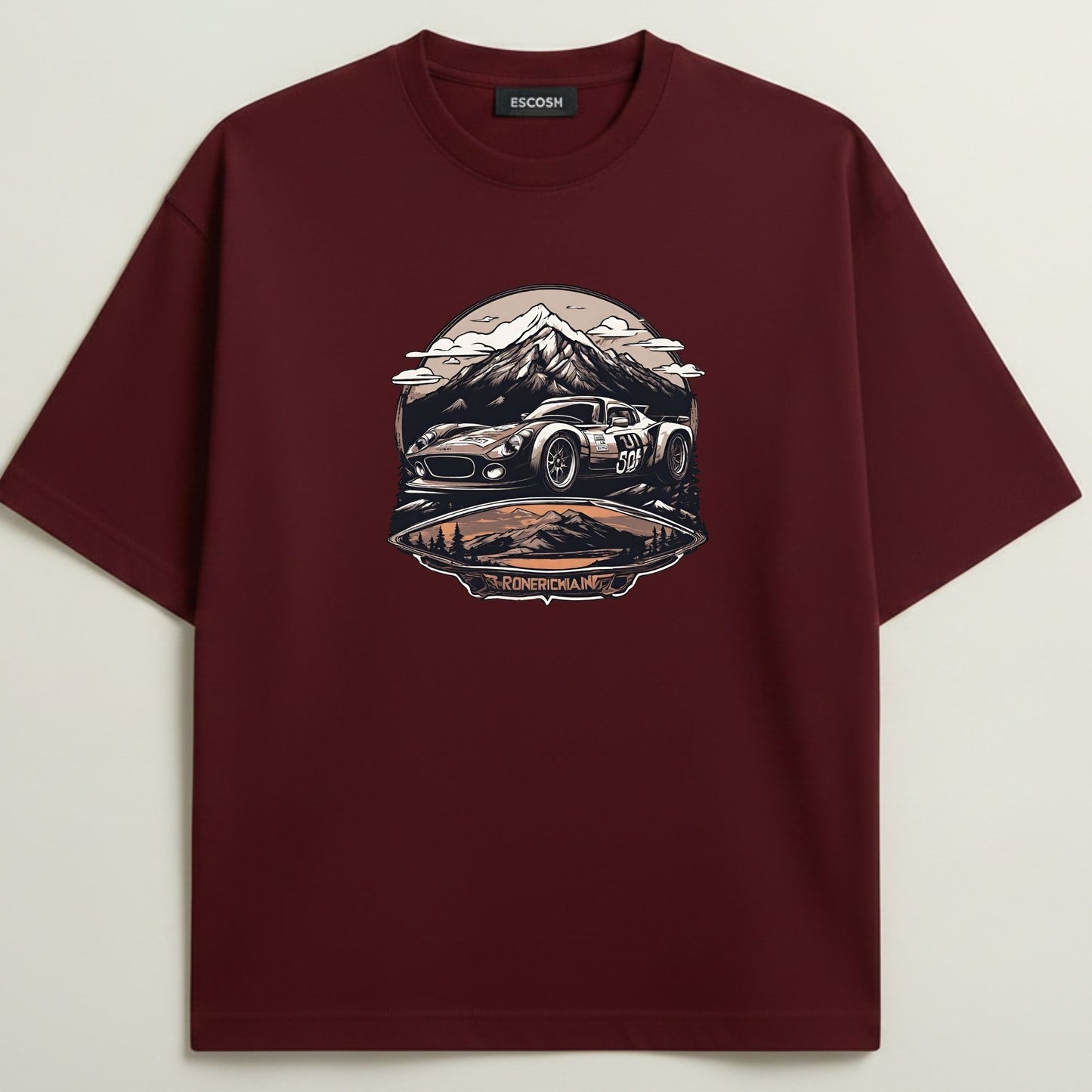 Shelby Cobra French Terry Oversized 5-Sleeve T-Shirt  - Royal Maroon