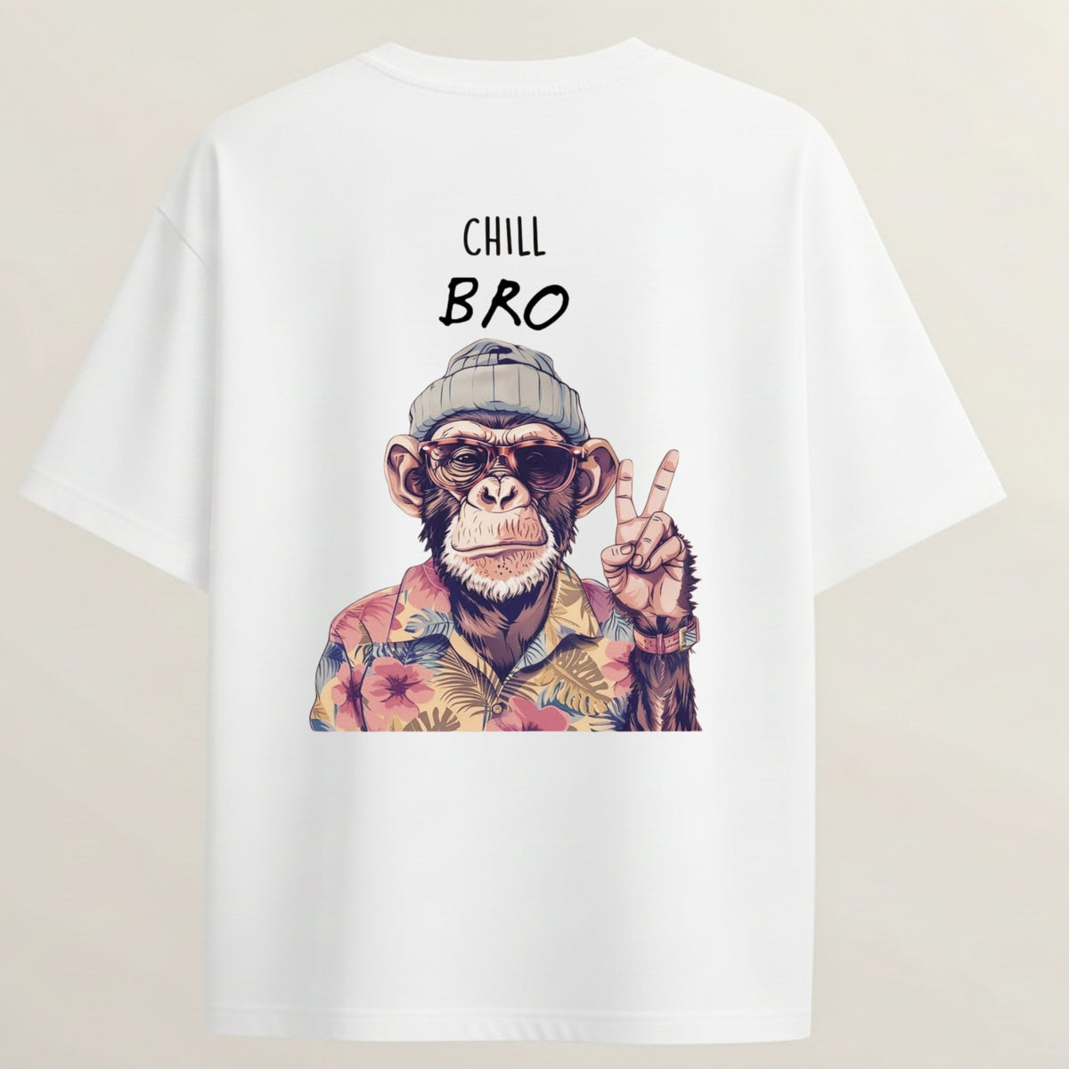 Chill Bro French Terry Oversized 5-Sleeve T-Shirt  - White