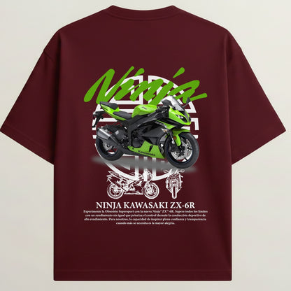 Ninja French Terry Oversized 5-Sleeve T-Shirt - Royal Maroon