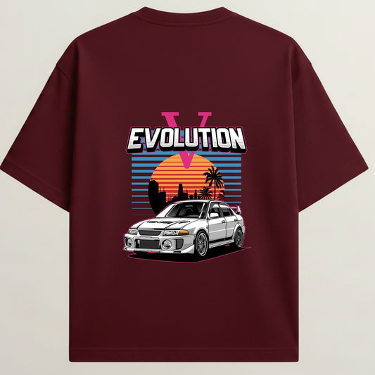 Lancer French Terry Oversized 5-Sleeve T-Shirt - Royal Maroon
