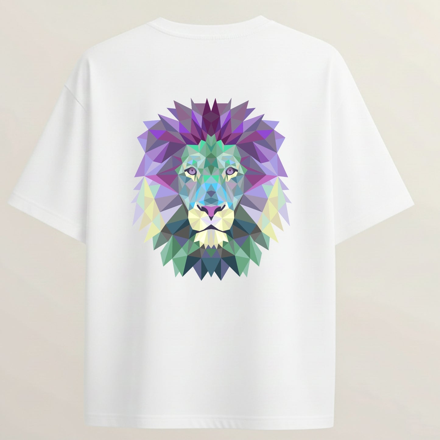 Lion French Terry Oversized 5-Sleeve T-Shirt  - White