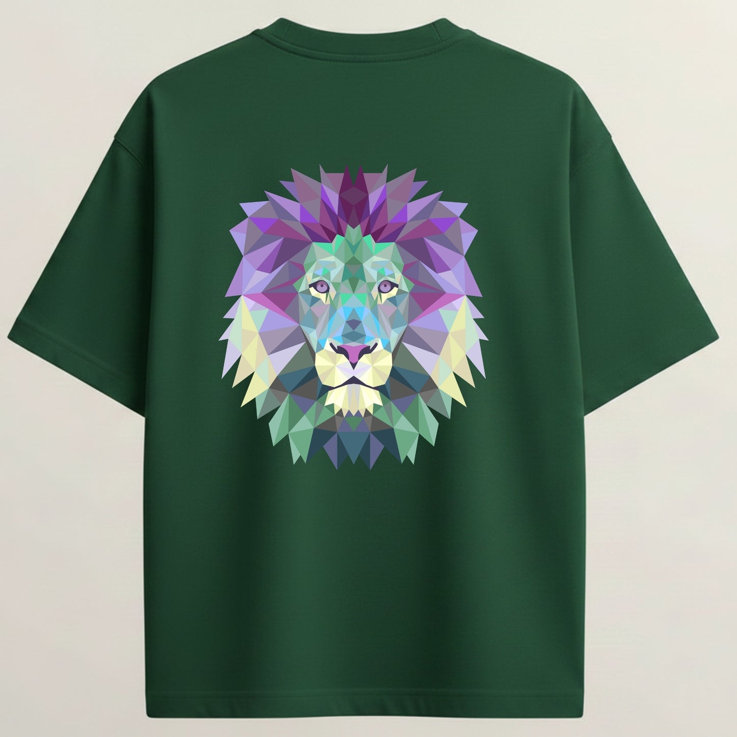 Lion French Terry Oversized 5-Sleeve T-Shirt  - Bottle Green