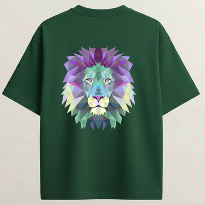 Lion French Terry Oversized 5-Sleeve T-Shirt  - Bottle Green
