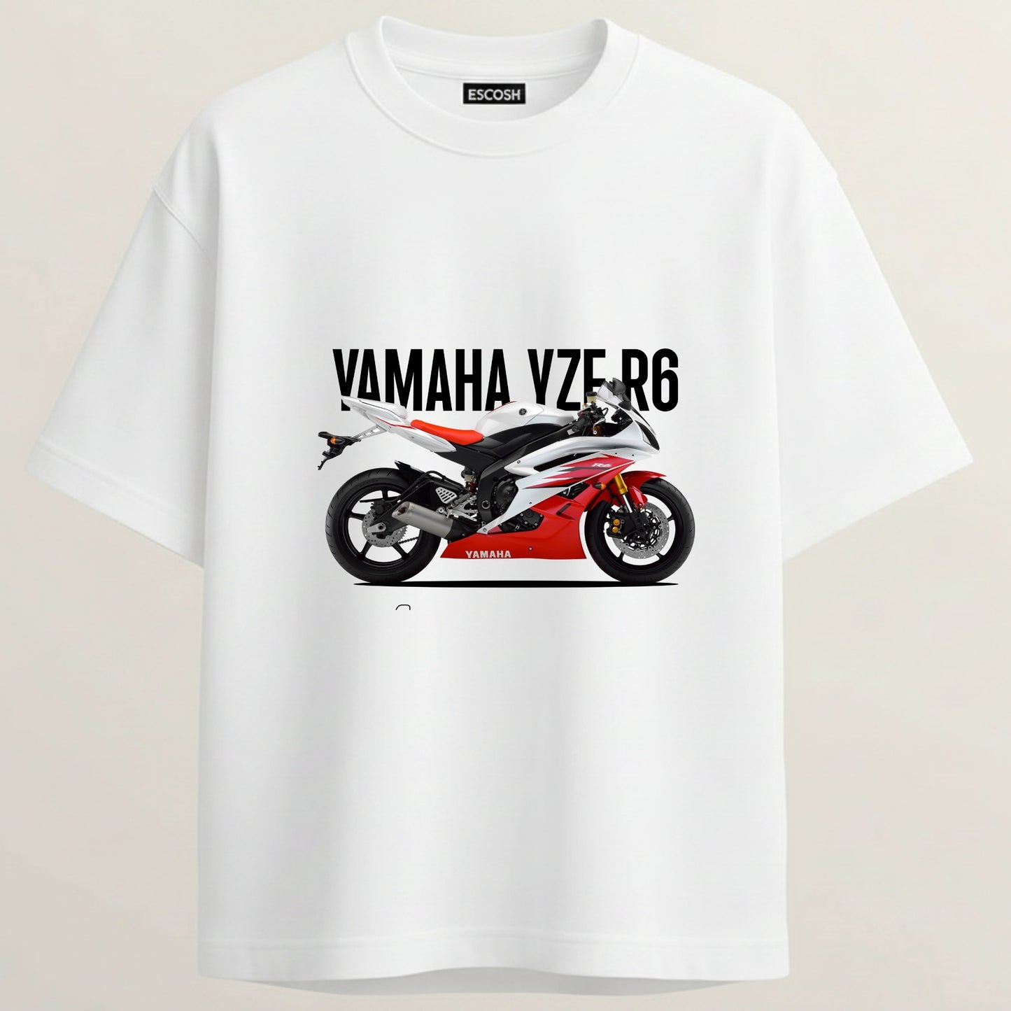 Yamaha YZF R6 French Terry Oversized 5-Sleeve T-Shirt  - White