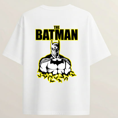 Batman French Terry Oversized 5-Sleeve T-Shirt  - White