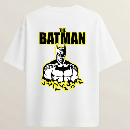 Batman French Terry Oversized 5-Sleeve T-Shirt  - White