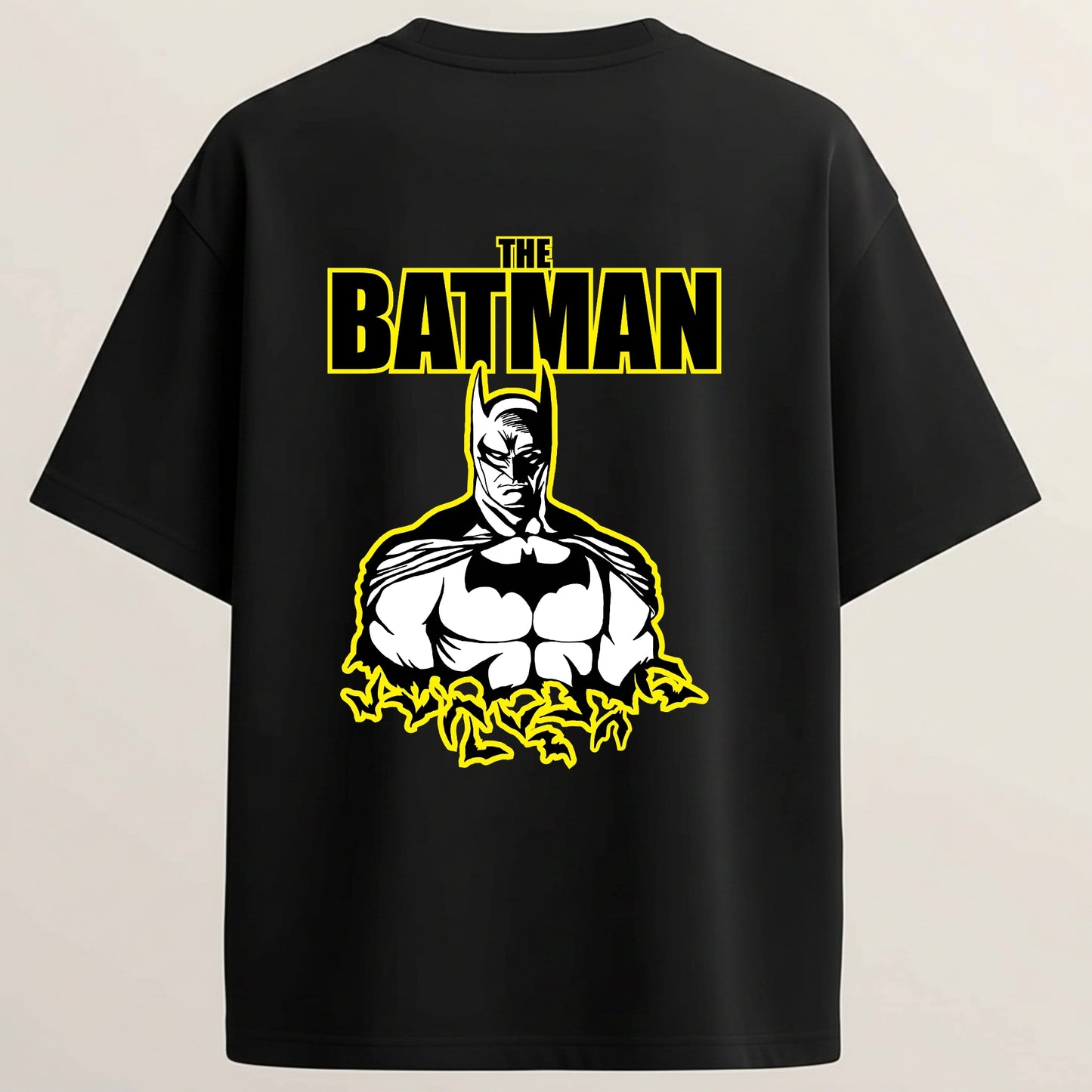 Batman French Terry Oversized 5-Sleeve T-Shirt  - Midnight Black