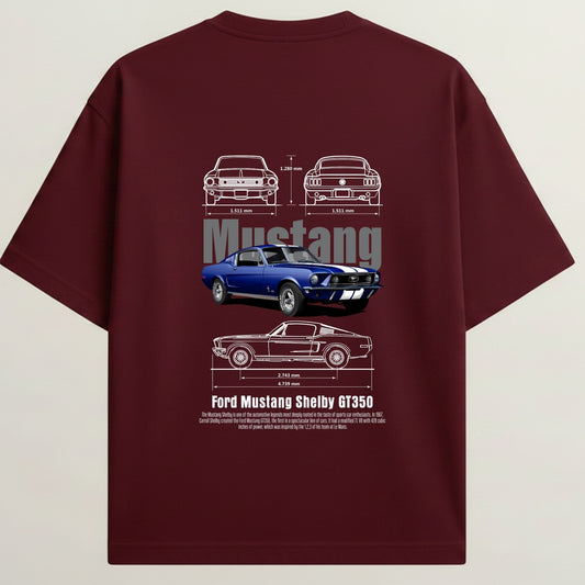 Mustang Oversized French Terry 5-Sleeve T-Shirt - Royal Maroon