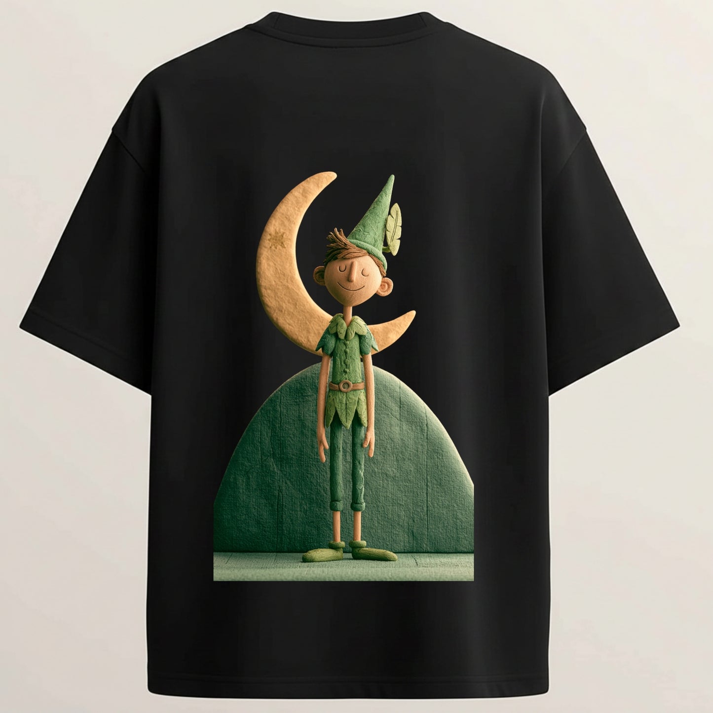 Moonish French Terry Oversized 5-Sleeve T-Shirt  -  Midnight Black
