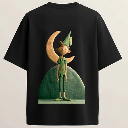 Moonish French Terry Oversized 5-Sleeve T-Shirt  -  Midnight Black