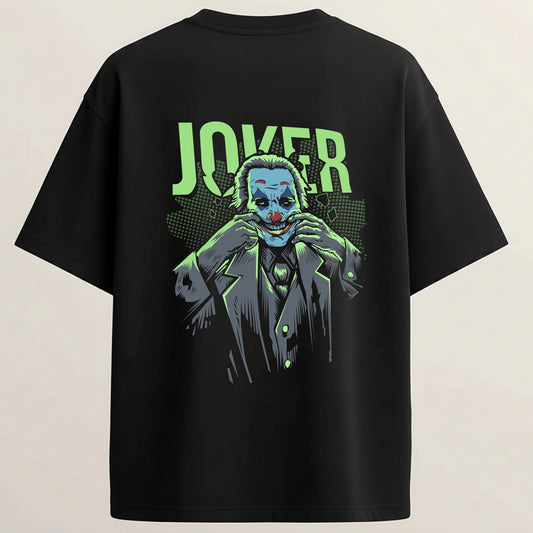 Joker French Terry Oversized 5-Sleeve T-Shirt  - Midnight Black