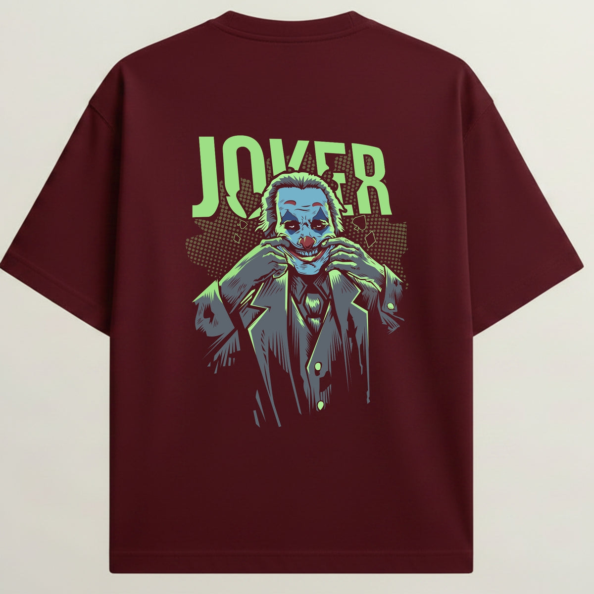 Joker French Terry Oversized 5-Sleeve T-Shirt  - Royal Maroon