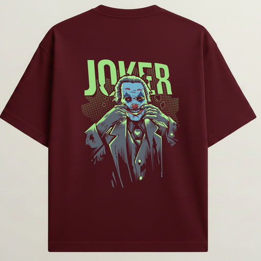 Joker French Terry Oversized 5-Sleeve T-Shirt  - Royal Maroon