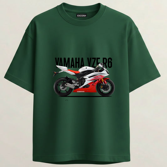 Yamaha YZF R6 French Terry Oversized 5-Sleeve T-Shirt  - Bottle Green