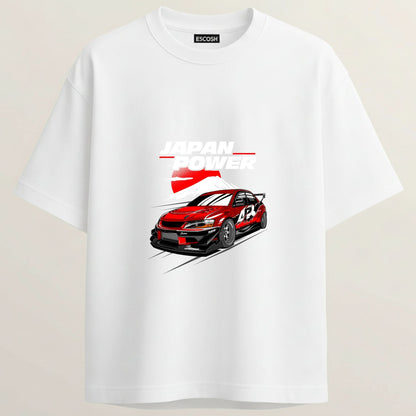 LANCER French Terry Oversized 5-Sleeve T-Shirt  - White