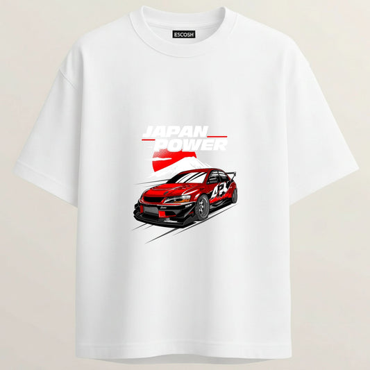 LANCER French Terry Oversized 5-Sleeve T-Shirt  - White