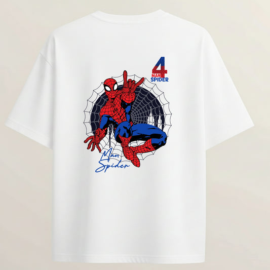 Spider Man 4 French Terry Oversized 5-Sleeve T-Shirt  - White