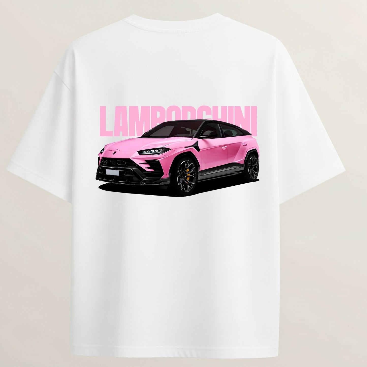 Lamborghini Urus French Terry Oversized 5-Sleeve T-Shirt  - White