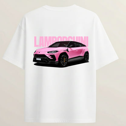Lamborghini Urus French Terry Oversized 5-Sleeve T-Shirt  - White