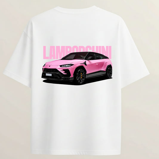 Lamborghini Urus French Terry Oversized 5-Sleeve T-Shirt  - White