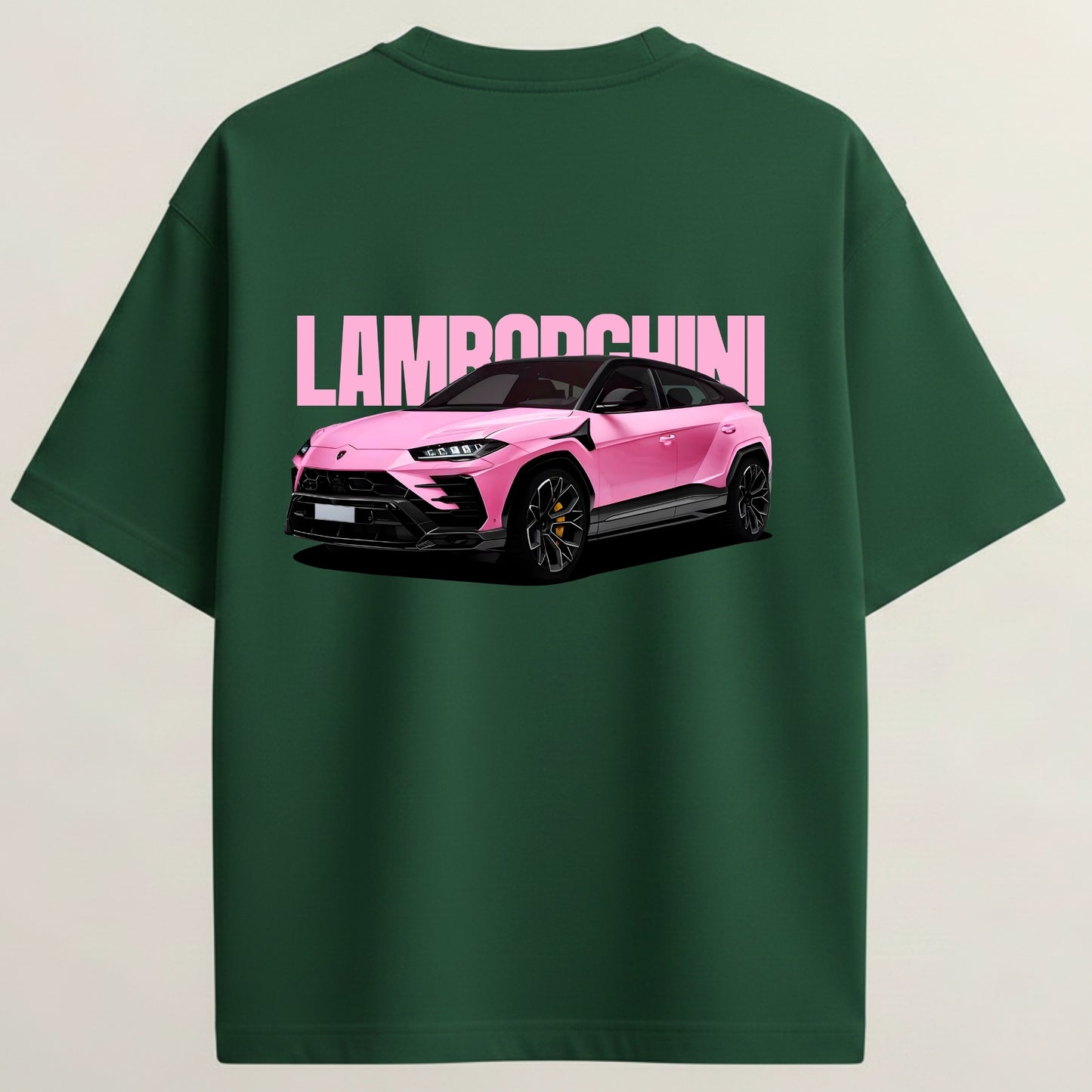 Lamborghini Urus French Terry Oversized 5-Sleeve T-Shirt  - Bottle Green