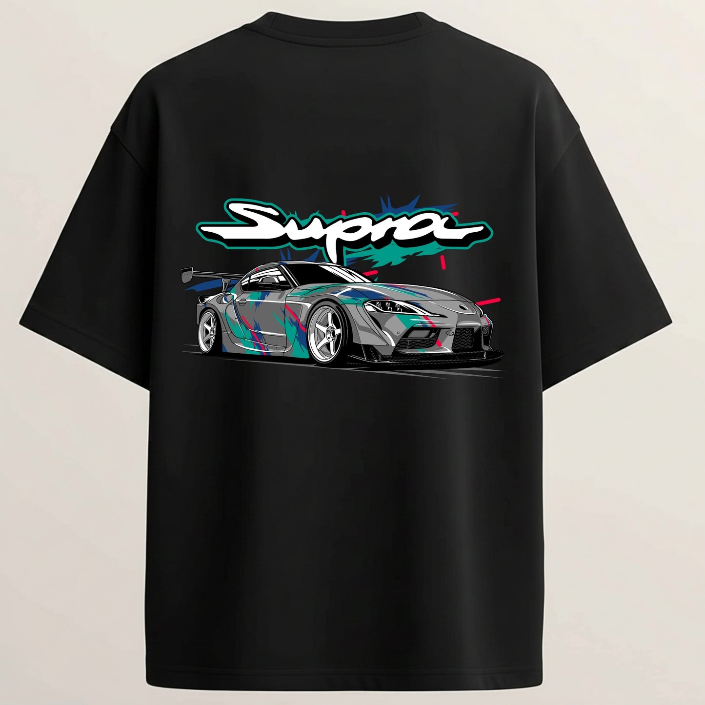 Supra French Terry Oversized 5-Sleeve T-Shirt  - Midnight Black