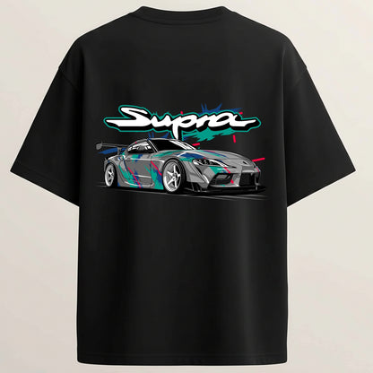 Supra French Terry Oversized 5-Sleeve T-Shirt  - Midnight Black