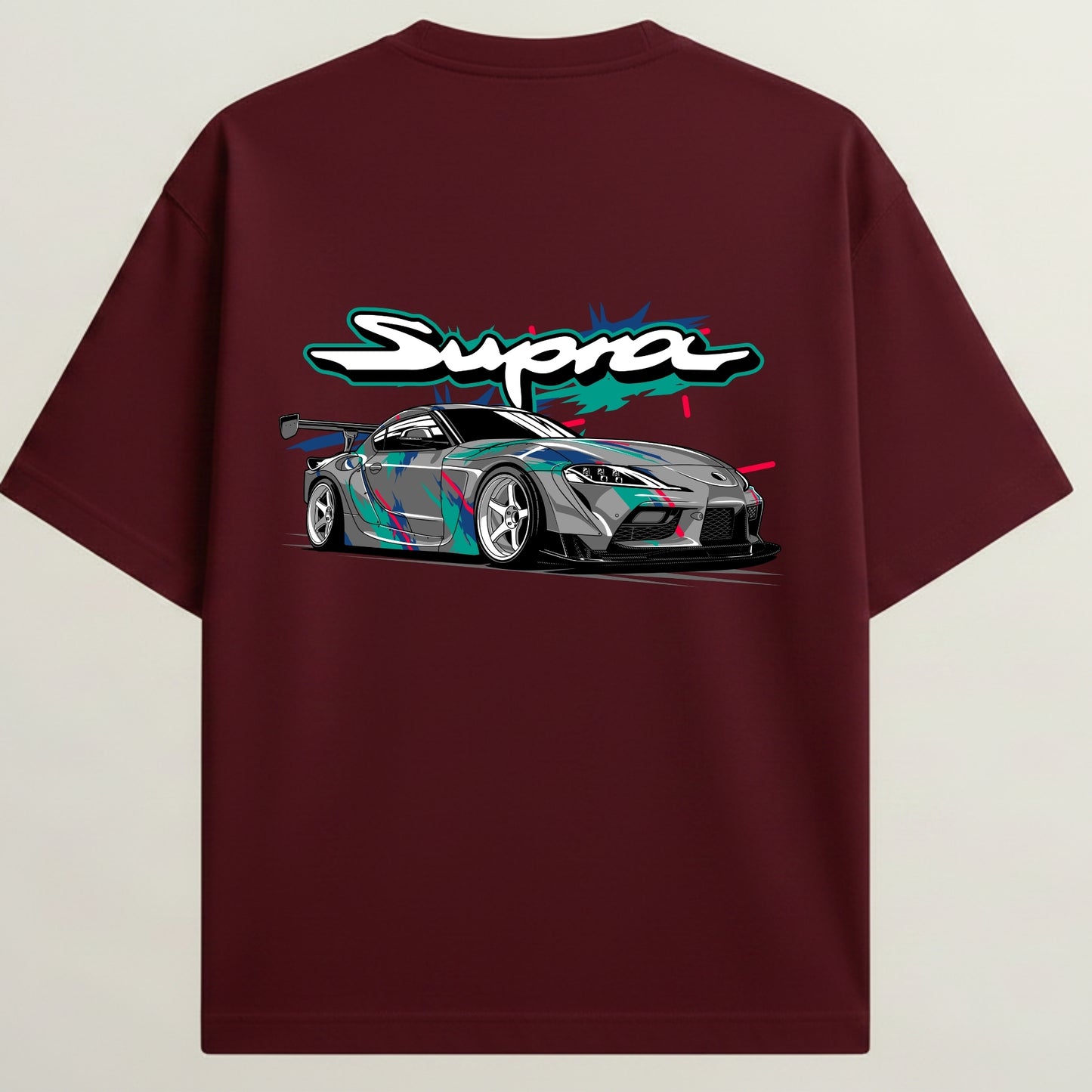 Supra French Terry Oversized 5-Sleeve T-Shirt  - Royal Maroon